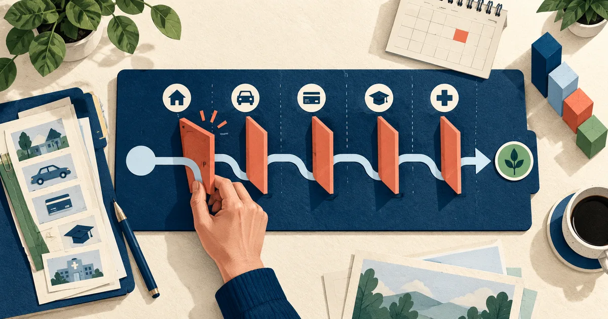 A recovery control board arranging financial problems into evidence-based priority gates